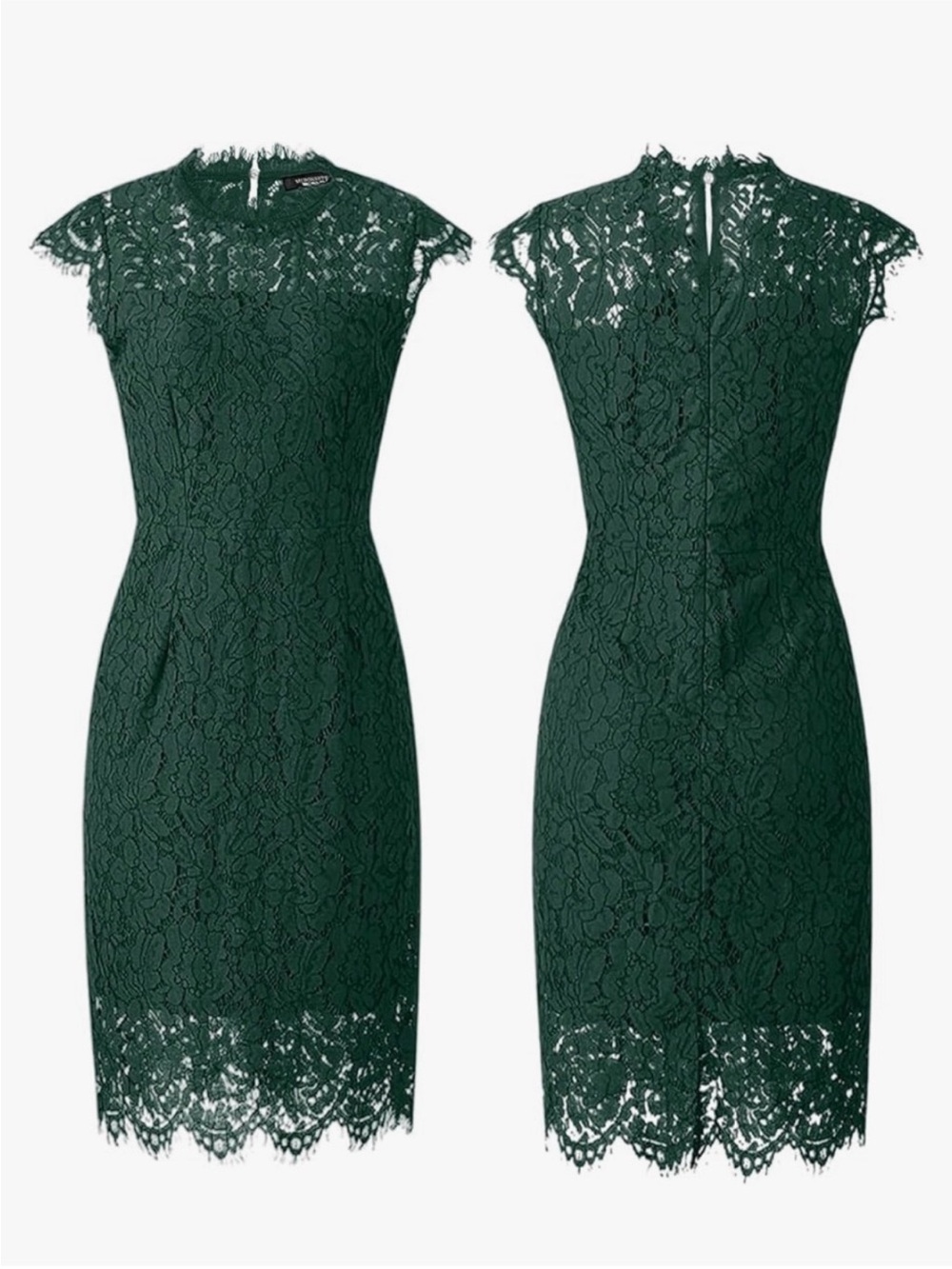 Sleeveless Dark Green Lace Midi Dress - Picture 2 of 4